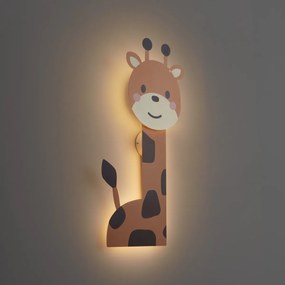 Детска стенна лампа кафява с LED 3-степенно димиране - Gigi the Giraffe
