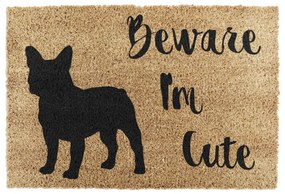 Изтривалка от кокосови влакна 40x60 cm Beware I'm Cute French Bulldog – Artsy Doormats