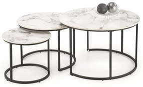 Комплект от 3 холни маси COMORO в бяло/черно