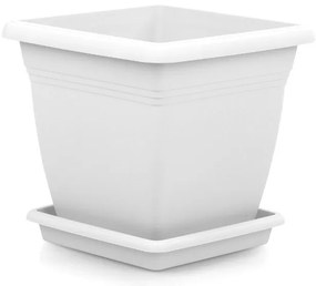 Квадратна саксия Villa - 40 х 36 х 40 см - Бяла