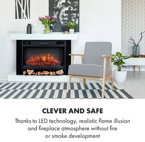 Klarstein Vulsini Hideaway, електрическа камина, 1900 W, LED технология, дистанционно управление, бял цвят