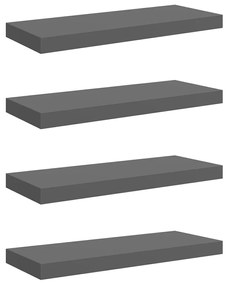 323792 vidaXL Окачени стенни рафтове, 4 бр, сив гланц, 60x23,5x3,8 см, МДФ