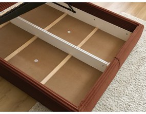 Двойно тапицирано легло с място за съхранение с включена подматрачна рамка в тухлен цвят 180x200 cm Jade – Bobochic Paris