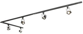 Индустриална релсова система черна с 5 прожектори 1-фазен - Suplux