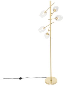 Класическа подова лампа златиста със стъкло 5-светлина - Elien