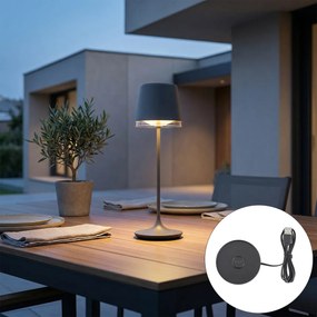Настолна лампа тъмно сива вкл. LED IP65 акумулаторна със станция за зареждане - Bass