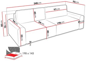 Диван Bella двуместен-Светлосив