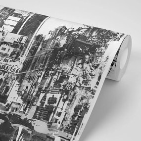 Тапет – Черно-бял абстрактен панорама на града