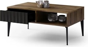 Холна маса РИМИНИ С-100 Елегантен Орех/Черно - МОДЕРНА ХОЛНА МАСА  С ЧЕКЧЕДЖЕ/РАФТ И НАБРАЗДЕНИ ФРОНТОВЕ