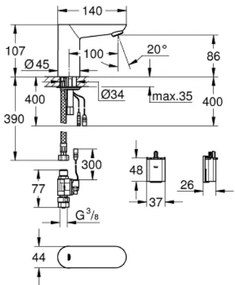 Електронен кран за мивка Grohe Bau Cosmopolitan E II