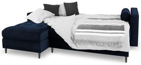 Ъглов разтегателен диван от синьо кадифе , ляв ъгъл Santo - Milo Casa