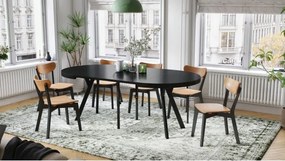 ЕКСПАНСО Черен мат/черни крака - ГОЛЯМА КРЪГЛА МАСА Ø110 РАЗТЕГАТЕЛНА ДО 310 cm С КРАКА Y ЛОФТ/ИНДУСТРИАЛНА