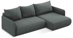 Сив разтегателен ъглов диван с място за съхранение (десен ъгъл) Nanea – Makamii