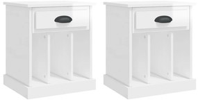 816349 vidaXL Нощни шкафчета, 2 бр, бял гланц, 43x36x50 см