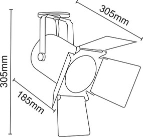Прожектор за двупроводна шина 238TLW2W, бял мат, 1хЕ27