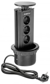 GTV AE-BPW3GS-20 Pull-out контакт за вгражд., 3х Schuko, кабел 1,5 м, черен