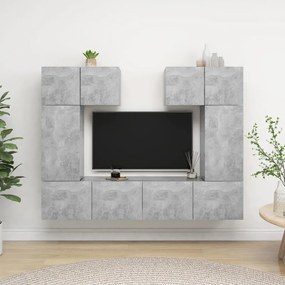 3079118 vidaXL Комплект ТВ шкафове от 6 части, бетонно сиви, инженерно дърво