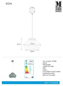 Синьо-сиво висящо осветително тяло Kom - Markslöjd