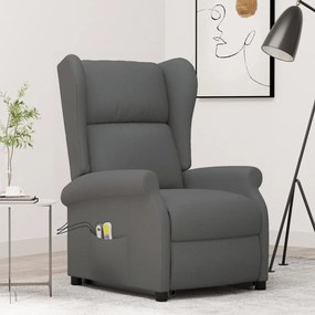 289741 vidaXL Изправящ масажен стол, тъмносив, текстил