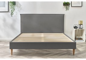 Антрацитно тапицирано двойно легло с решетка 160x200 cm Sary - Bobochic Paris