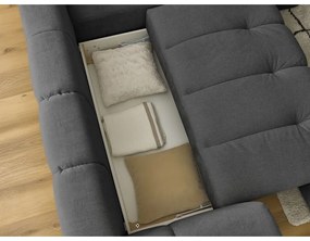 Тъмносив сгъваем/с място за съхранение ъглов диван (десен ъгъл/L форма) Fuji – Bobochic Paris