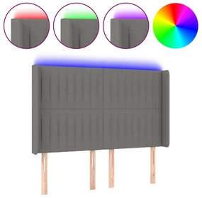 3124285 vidaXL LED горна табла за легло, тъмносива, 147x16x118/128 см, плат