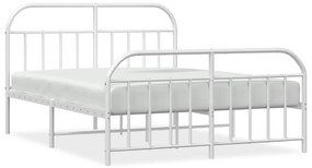 353703 vidaXL Метална рамка за легло с горна и долна табла, бяла, 140x200 см