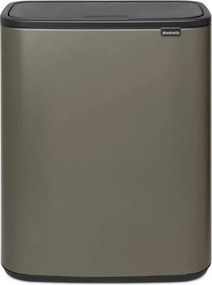 Кош за боклук Brabantia Bo Touch 1001271, 2x30 л, Плавно и безшумно отваряне, Голям отвор, Тъмносив