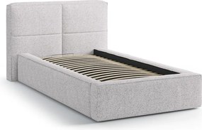 Светлосиво единично легло 90x200 cm тапицирано с място за съхранение с включена подматрачна рамка Darren – Micadoni