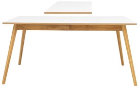 Бяла сгъваема маса за хранене с дъбов декор , 205 x 90 cm Dot - Tenzo