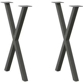 4012914 vidaXL Крака за трапезна маса, X-образни, 2 бр., антрацит, 60x(72-73) см, стомана