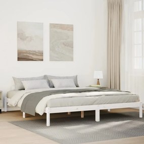 852411 vidaXL Рамка за легло без матрак, бял, 180x210 см, борово дърво масив