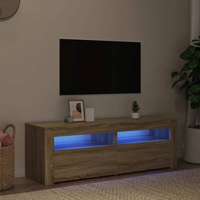 804358 vidaXL ТВ шкаф с LED осветление, дъб сонома, 120x35x40 см