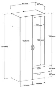Гардероб Dorm 2-врати с огледало-Fusiko