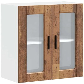 854155 vidaXL Кухненски стенен шкаф със стъклена врата Porto старо дърво