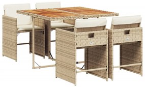 3211084 vidaXL Градински комплект с възглавници, 5 части, бежов полиратан