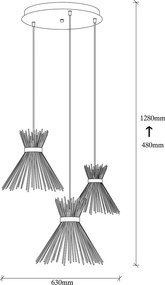 Черно висящо осветително тяло с метален абажур ø 63 cm Kirpi – Opviq lights
