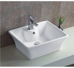 Мивка за баня ICB 811, монтаж върху плот, с отвор за смесител, порцелан, бял, 50x41x19см