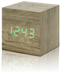 Светлокафяв будилник със зелен LED дисплей Cube Click Clock Wooden Cube Click - Gingko