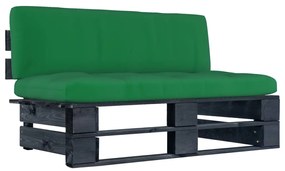 3066510 vidaXL Градинска палетен среден диван черно импрегнирано борово дърво