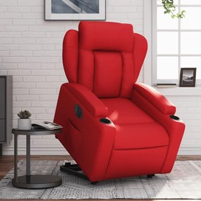 3204563 vidaXL Електрически изправящ реклайнер стол, червен, изкуствена кожа