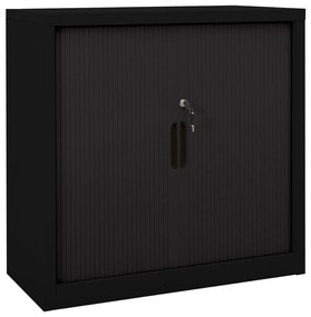 336431 vidaXL Шкаф с плъзгаща врата, черен, 90x40x90 см, стомана