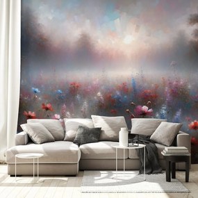 Тапет – Нежни цветя в мъглива мъгла