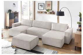 Бежова табуретка от велур Nihad - Bobochic Paris