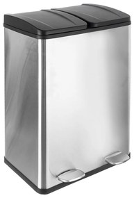 Кошче за боклук за рециклиране с педал от неръждаема стомана в лъскаво сребриато 2x30 l Duo – Orion