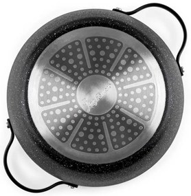 Тенджера Luigi Ferrero Symphony FR-2410, 24x11.5 см, 4.3 л, Незалепващо покритие, Стъклен капак с отвор за пара, Стоманени дръжки с PVD, Индукция, Черен мрамор
