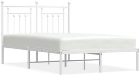 353584 vidaXL Метална рамка за легло с горна табла, бяла, 120x200 см