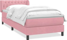 3317768 vidaXL Боксспринг легло с матрак, розово, 90x210 см, кадифе