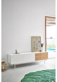 Бяла/естествена маса за телевизор от декор от дъб 180x52 cm Sierra – Teulat