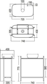 Комплект за баня Laila 2703-NROP с рафт 2716 с чекмедже 2712-89 Scarabeo